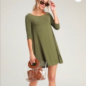 Lulus In Full Swing Swing Army Green Mini Dress Size XS